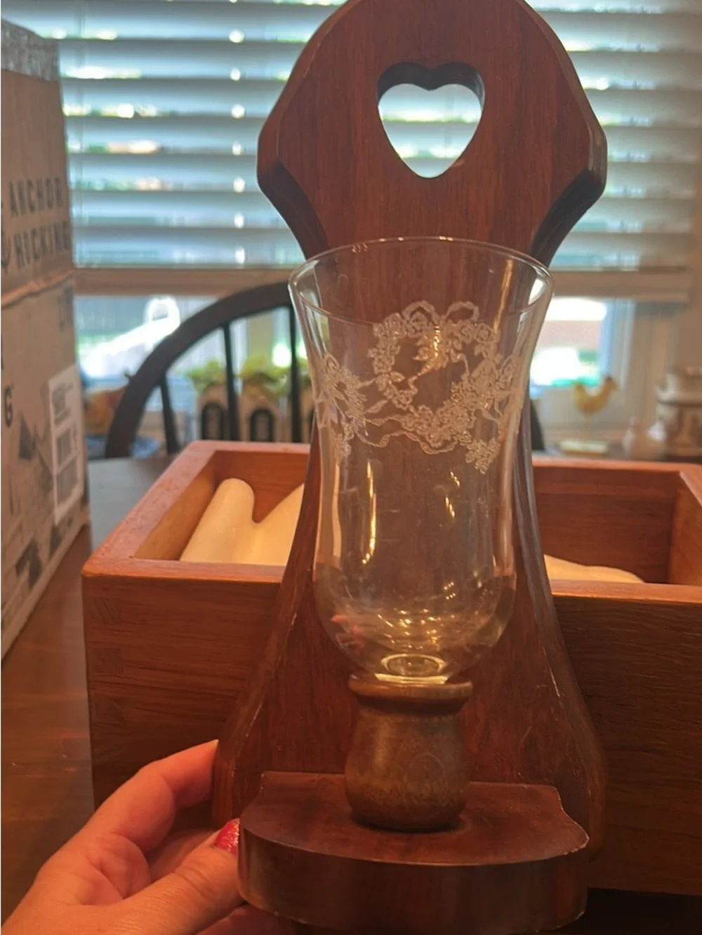 Wood and Glass Wall Sconce Candle Holder - Brown